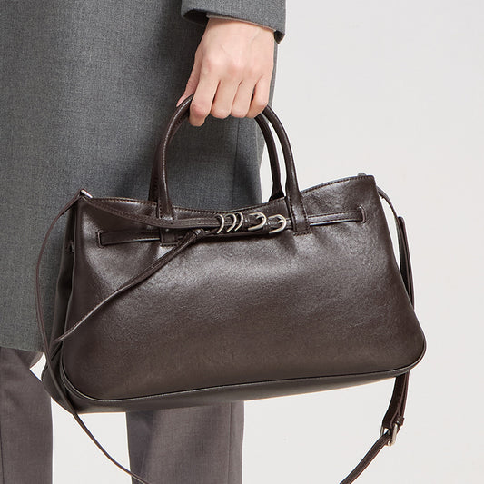 Sac à main en cuir tanné végétal – Style coréen minimaliste pour femme – vue alternative